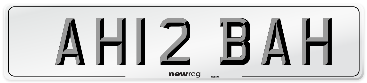 AH12 BAH Number Plate from New Reg